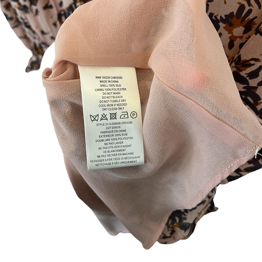 Joie Elsverre Silk Abstract Long Sleeve Dropped Waist Flounce Mini Dress, Size 8 - Picture 6 of 8